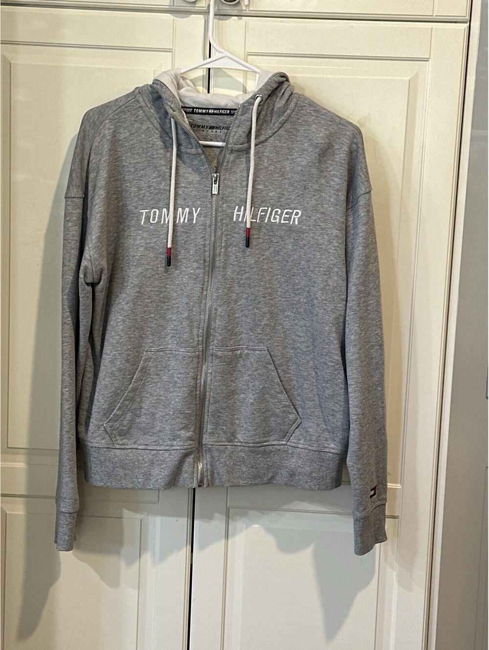 Tommy Hilfiger Women's Full-zip Hoodie Sweatshirt With White Lined Hoodie Size M